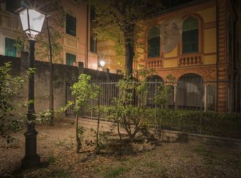 Street by building at night