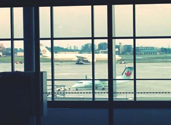 View of building through window