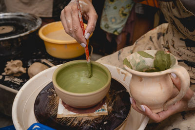 Close-up of person preparing food