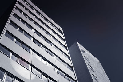 Low angle view of modern building against clear sky