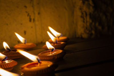 Close-up of lit candles