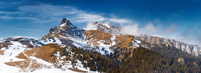 Scenic view of snowcapped mountain against sky