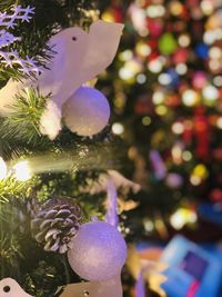 Close-up of illuminated christmas tree