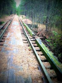 Railroad tracks on railroad track