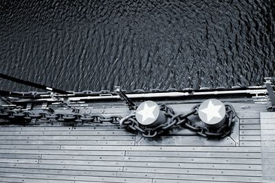 High angle view of boat on sea