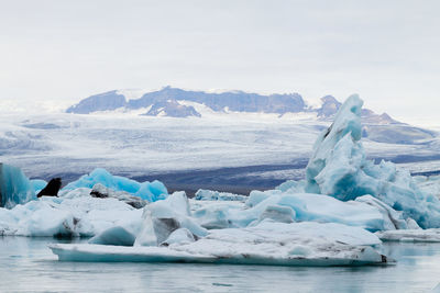 Scenic view of frozen sea against sky