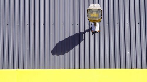 Low angle view of man standing against wall