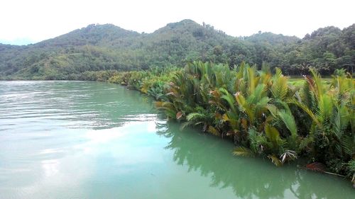 Scenic view of lake against sky