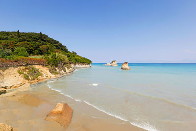 Scenic view of sea against clear sky