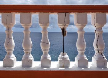 Close-up of white sea against sky