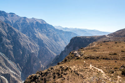 Scenic view of mountains against clear sky