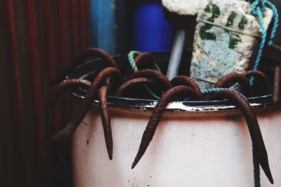 Close-up of rusty chain