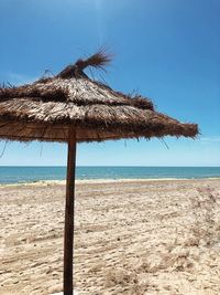 Scenic view of beach against clear sky