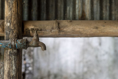 Close-up of rusty metal fence