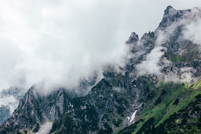 Scenic view of snow covered mountains against sky