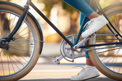 Bicycles parked on street