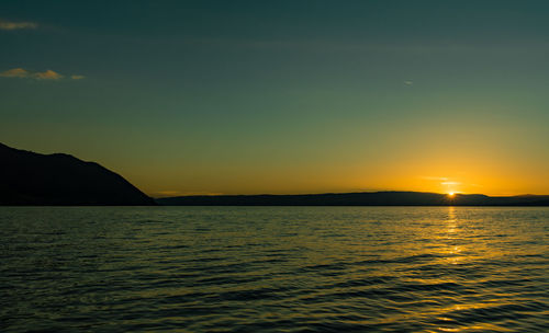 Scenic view of sunset over sea