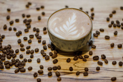 Coffee beans on table