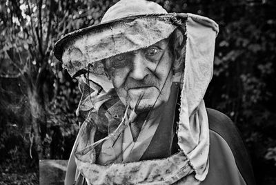 Portrait of senior man wearing hat