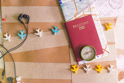 Directly above shot of various objects on table