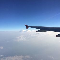 Low angle view of airplane wing