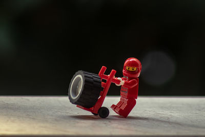 Close-up of toy car on table