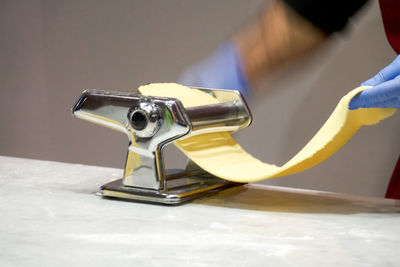 Close-up of person preparing food