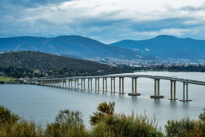 Bridge over river against sky