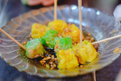 Close-up of meal served in bowl