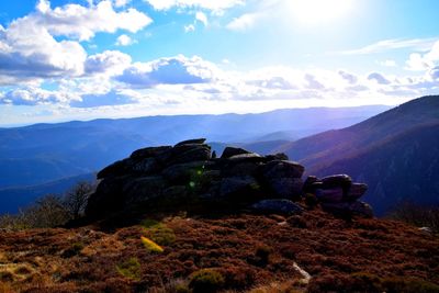 Scenic view of mountains against sky