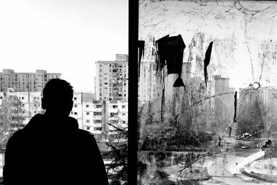 Woman standing in front of building