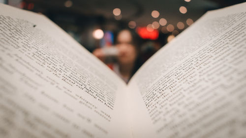 Close-up of text on book