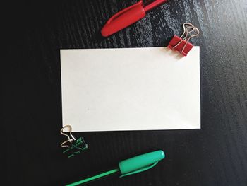 High angle view of colored pencils on table