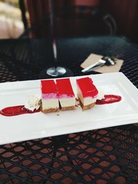 High angle view of cake on plate