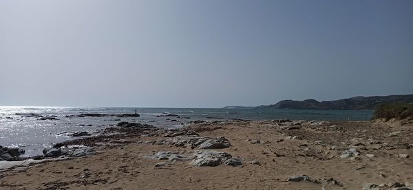 Scenic view of sea against clear sky