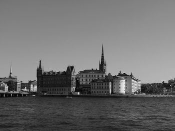 View of buildings against clear sky