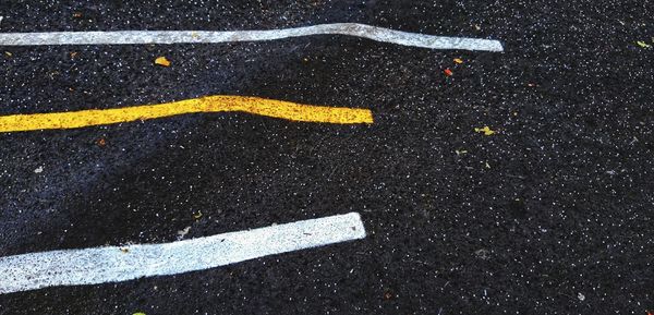 High angle view of markings on road