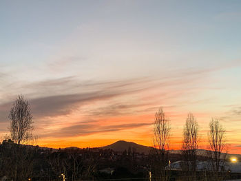 Scenic view of silhouette mountains against sky at sunset