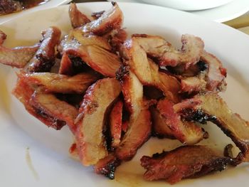 High angle view of meal served in plate