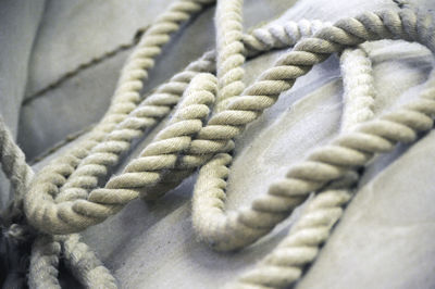 Close-up of rope on sofa