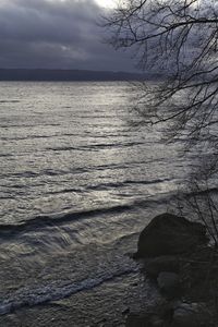 Scenic view of sea against sky at sunset