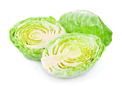 High angle view of cabbage against white background