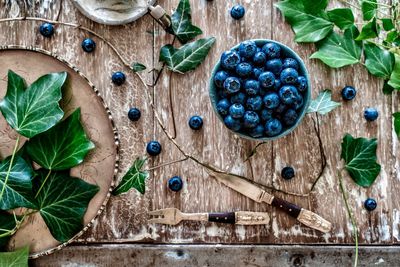 Directly above shot of fruits on table