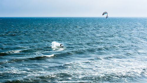 Scenic view of sea against clear sky