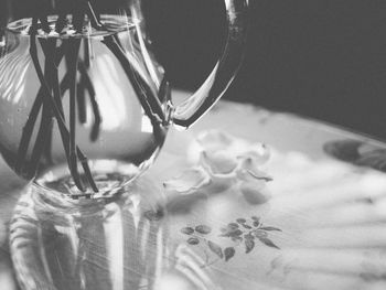 Close-up vase on glass table