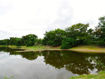 Scenic view of lake against sky