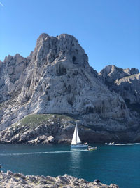 Scenic view of sea against clear sky in france