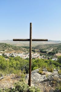 Scenic view of landscape against clear blue sky