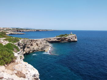 Scenic view of sea against clear sky