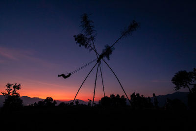 People gathered to pay a swing in dashain festival, nepal. 